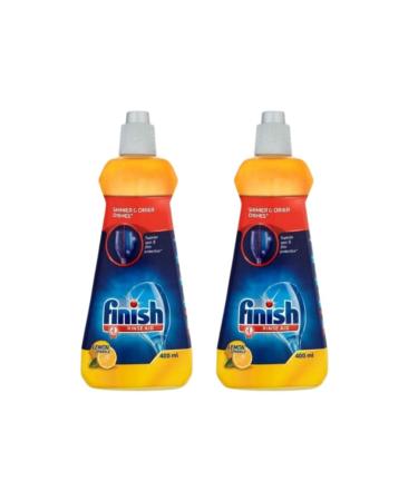 2 x 400ml Rinse & Shine Aid Lemon Sparkle Scent Protects Against Cloudiness