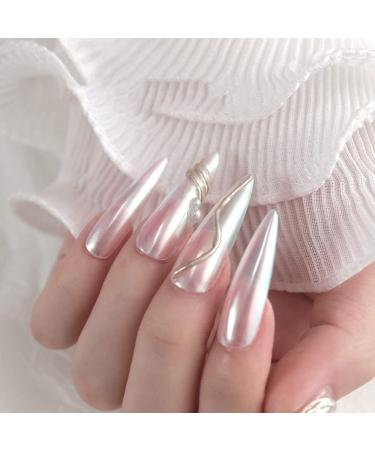 PrettyDiva Aurora Chrome Nail Powder - White Pearl with Multi Color Shifting Metallic Powders for Magic Moonlight Effect on Nails - Buy Online on SooperMarket.com