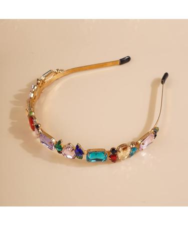 Wiwpar Thin Rhinestone Headband for Women - Colorful Elastic Vintage Hair Hoop Accessories - Buy Online on SooperMarket.com
