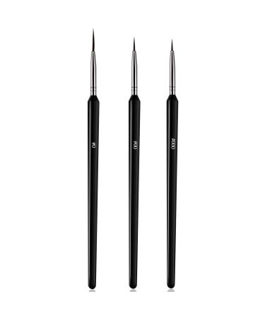 Nail design brush 3 pieces professional nail art brush set nail art liner brush for manicure salon tools and nail design professional detail brush bristles in the sizes 6mm 7mm 10mm