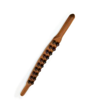 Dellx 20 Beads Guasha Scraping Stick Wooden Massage Tools Relieve Muscle Soreness Body Meridian Stick for Back Waist
