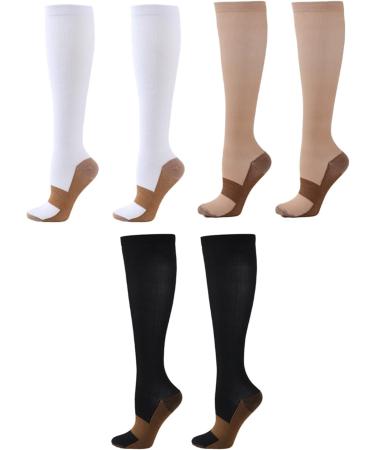 RiToEasysports Knee High Compression Socks - Breathable Stretchy 3 Pairs S/M for Sports | International Shipping - Buy Online on SooperMarket.com