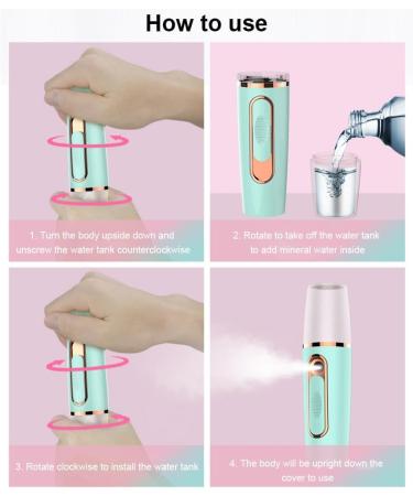 kawehiop Mist Face Sprayer 25ML Rechargeable Moisturizing Hydrating Facial Mister Beauty Portable Cooling Skin Care Atomizer Steamer Pink - Buy Online on SooperMarket.com