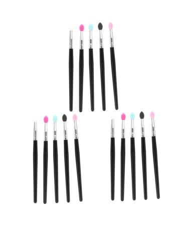 HAPINARY 15 Pcs Silicone Eyeshadow Brush Eyeshadow Applicator Sponge Cosmetics Brush Makeup Plastic Handle