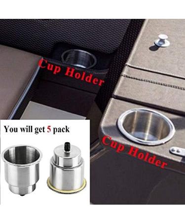 Stainless Steel Boat Cup Holder Inserts (5 Pack) - Marine/RV Camper Drink Holder with Drain - Lucky Seven - Buy Online on SooperMarket.com