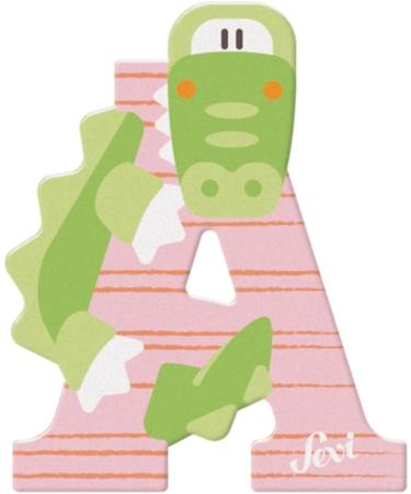 Sevi 83001 Tier Wooden Letter A - Alligator | Kids' Room Door Letter | Educational ABC Learning Toy | Safe for Children 3+ | Pink Yellow Blue - Buy Online on SooperMarket.com