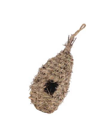 Besportble 1stk ovales Vogelnest hanging bird protection bird cage in the open bird house hanging nest made of straw braided sheltered handbook The bird's nest pet bed adorn mountain grass