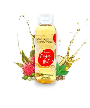 Aroma Magic Castor Oil for Hair Growth Skin & Eyelashes | Pure Natural Carrier Oil | 3.38 Fl Oz - Moisturizing Aromatherapy Massage Oil - Buy Online on SooperMarket.com