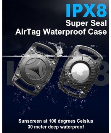IP68 Waterproof Airtag Holder for Dogs & Cats - Compatible Apple Airtag Pendant & Keychain - Black - 1 Piece - Buy Online on SooperMarket.com