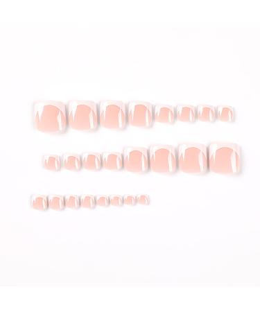 Short White Square Fake Toenails with Glitter Designs - 24Pcs Style2 - Buy Online on SooperMarket.com