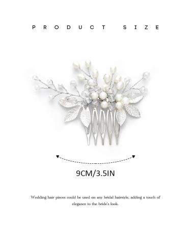 Vakkery Bridal Wedding Hair Comb | Silver Pearl Leaf Headpiece for Women & Girls | Elegant Hair Accessories - Buy Online on SooperMarket.com