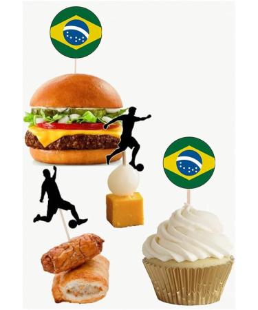 Brazil Football Silhouette Flag Mix Party Food & Cupcakes Picks Decorations Toppers (pack of 14) - Buy Online on SooperMarket.com