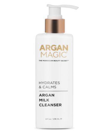 Argan Magic Hydrates & Calms Argan Milk Cleanser - Gently Cleanses and Removes Built-Up Oil and Dirt | Hydrates Calms and Soothes | Paraben Free Cruelty Free Made in USA (8 Fl Oz)