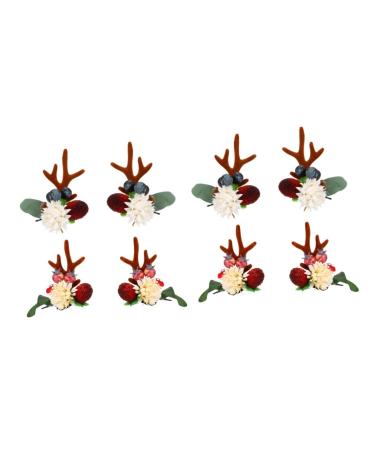 ABOOFAN 4 Pairs Reindeer Antler Hair Clip Christmas Characters Hairpin Reindeer Hairpin Reindeer Antlers Hair Clips Barrettes for Women Christmas Hair Decorations Accessories Fairy Child