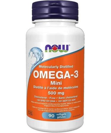 NOW Supplements Omega-3 Mini 500mg (36/24) Softgels 90 Count