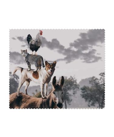 Azeeda 2 x 'Stacked Animals' Microfiber Lens / Glasses Cleaning Cloths (LC00000857)
