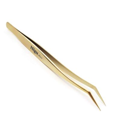 Professional Eyelash Extension Tweezers - Stainless Steel 45 Mega Curved Angled Fine Tip Tweezer for Volume Lashes - Gold Tweezer for Precision Application - 17mm - Eye Lash Extensions Supplies - Buy Online on SooperMarket.com