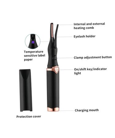 1 Pcs Electric Heated Eyelash Curler - Rechargeable & Long Lasting Lash Curler for Effortless Makeup in Black - Buy Online on SooperMarket.com