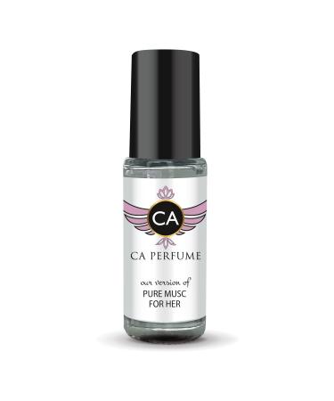 CA Perfume Impression of Pure Musc For Her For Women Replica Fragrance Body Oil Dupes Alcohol-Free Essential Aromatherapy Sample Travel Size Concentrated Long Lasting Attar Roll-On 0.14 Fl Oz/4ml-X1