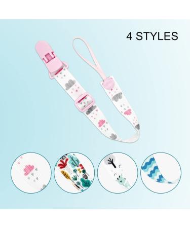 4PCS Baby Pacifier Chain Clips - Secure & Stylish Pacifier Holder for Boys & Girls | Durable Fabric Bands - Buy Online on SooperMarket.com