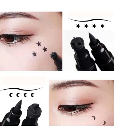 Eyeliner Stamp 2 in 1 Double-Head Waterproof Liquid Eyeliner Pen Make-Up Tool Black Heart Liquid Eyeliner - Buy Online on SooperMarket.com
