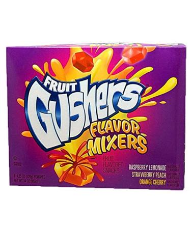 Fruit Gushers Flavor Mixers Fruit Flavored Snacks- Naturally Flavored Raspberry Lemonade Strawberry Peach Orange Cher
