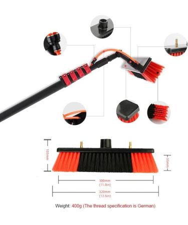 Window Cleaning Pole photovoltaic cleaner Window Cleaning Poles Water Fed Pole Kit Water Fed Cleaning System 3-In-1 Aluminum Outdoor Window Cleaner Water Fed Brush W/Squeegee 55cm Brush Head 4M/13FT - Buy Online on SooperMarket.com
