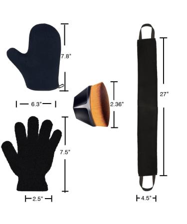 4-Pack Self Tanning Mitt Set with Face Tanning Brush and Back Applicator - Self Tanner Lotion and Exfoliating Glove Included - Buy Online on SooperMarket.com