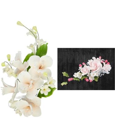 Cake Company confectionery boquet orchid peach 1 Pack (1 x 55 g) & sugar flower boquet rose 1 piece of pink 1 Pack (1 x 74 g) bundle with rose