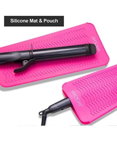 ANGENIL Silicone Mat Pouch for Professional Hair Straightener/Curling Iron 2 in 1 Titanium Ceramic Flat Iron/Curling Wand Pink - Buy Online on SooperMarket.com