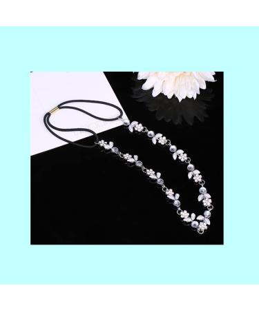 Women Silver Rhinestone Flower Hair Band Elastic Headband Headbands - Buy Online on SooperMarket.com