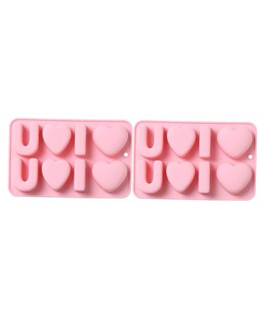 GOOHOCHY 2pcs Valentine's Day Cake Mold Donut Cake Pan Cake Number Birthday Baking Accessory 3D Handmade Soap 19.9x12.6cm Pink
