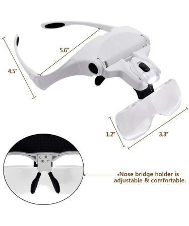 Xrten 5 Lens 1.0X/1.5X/2.0X/2.5X/3.5X Head Mount Magnifier with LED Professional Light Hands Free Headband Glasses Loupe for Reading Jewelry Loupe Watch & Electronic Repair - Buy Online on SooperMarket.com