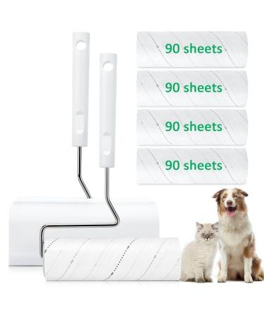 ONLYESH 360 Leaves Foot roll Animal hair 16cm of extended lint roller area 4 rolls 90 sheets per roll + 1 roller for lint roller cat hair sofa bed and carpet