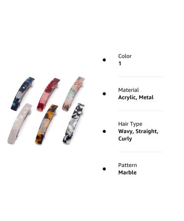 6 Pcs Tortoise Shell Acetate French Design Hair Barrettes for Women - Stylish Hair Clips - Buy Online on SooperMarket.com