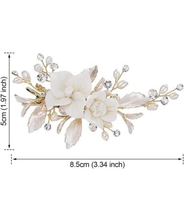 Bride Hair Clip Wedding Hair Clip Flower Wedding Hair Piece for Bride Hair Comb Barrette Bridal Hair Accessories Gold Bride Hair Clip - Buy Online on SooperMarket.com