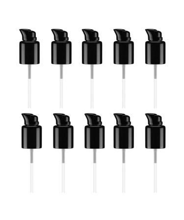 10Pcs 410/20mm Black Foundation Pump Top Plastic Replacement Cosmetic Makeup Tool with Rotate Lock and Cover for Fix Fluid Foundation Lotion Essence