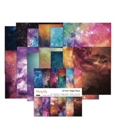 Colored Scrapbooking Paper Pad 12*12 Patterned Paper 24 Sheets - Two of 12 Colors Scrapbook Paper Single-Sided Journaling CardStock Paper for Cardmaking DIY Origami Decorative Craft Paper.(Starry Sky) Starry Sky 12inch