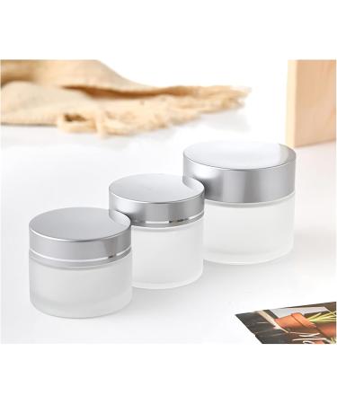 Zeoabsy 12 Pack 10ml Empty Matte Transparent Glass Cream Cans with Silver Lids - Ideal for Gels Creams & Ointments + 12 Spatulas | International Shipping Available - Buy Online on SooperMarket.com