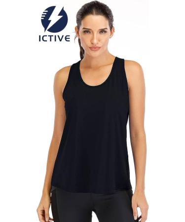 ICTIVE Loose-Fit Racerback Tank Top for Women - Mesh Backless Muscle Tank - Running Tank - Large, Black - Buy Online on SooperMarket.com