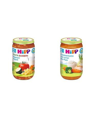 Hipp Pasta Bambini-Rigatoni Napoli 6 Series (6 x 250 g) & Vegetable Serisotto with a delicate organic tute 6 Pack (6 x 250 g) Bundle with vegetable serrisotto Rigatoni Napoli & Pasta Bambini-Tagliatelle in spinach cheese sauce 250 g (6 Pack)))