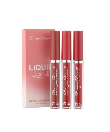 Moisture cream Liquid Lipstick 3PCs/Matt LipGloss Set Sexy Liquid Lipstick Long-lived waterproof nude make-up lipstick unit size # 03