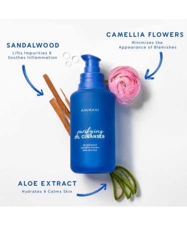 AAVRANI Purifying Oil Cleanser - Non-Greasy Makeup Remover for All Skin Types | Nourishing Sandalwood & Aloe | 3.4 Fl Oz - Buy Online on SooperMarket.com