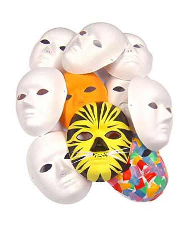 12 Pack DIY Full Face Masks Paper Mache Masks for Halloween Paintable Paper Mask White Paper Pulp Masks White DIY Mask Masquerade Mask for Cosplay Party DIY Creativity 2 Sizes