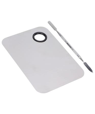 Professional Stainless Steel Metal Mixing Palette with Spatula for Makeup Artists | Beauty Master Tool - Buy Online on SooperMarket.com