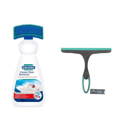 Dr. Beckmann Carpet Stain Remover | Removes New and Dried-in Stains | Includes Applicator Brush & JVL 20-043GY Hand Held Wiper Blade Window Squeegee Grey/Turquoise