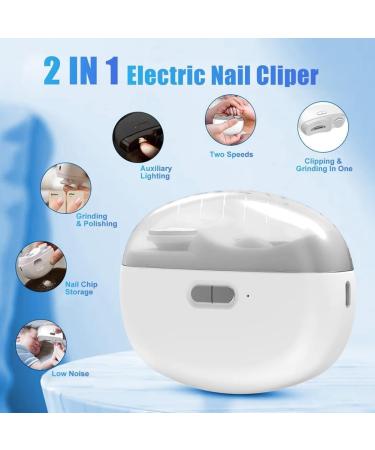 Desikixudy Automatic Nail Clipper with Light & 2 Speeds Fingernail Cutter and Polisher Nail Scraps Storage Rechargeable - Buy Online on SooperMarket.com
