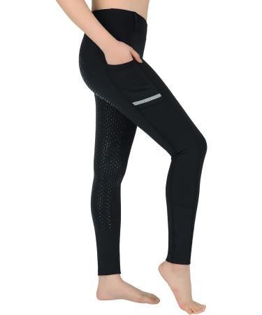 SPOEAR Girls' Full Seat Silicone Breeches - Black Large | Kids' Equestrian Riding Pants with Pockets - Buy Online on SooperMarket.com