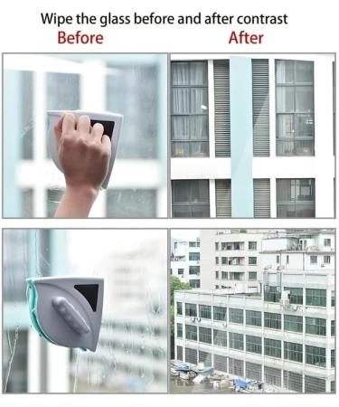 1pc Magnetic Window Cleaner Double Sided Cleaning Brush Tools For High-rise Home Glass Windows Brush Wiper Cleaning Tools - Buy Online on SooperMarket.com