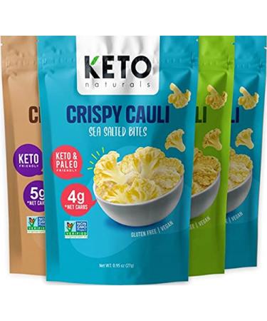 Cauliflower Chips Keto bites cauliflower thins Variety Pack 4 Pack healthy vegetable chips & crisps gluten free cauliflower bites snacks, ketogenic diet friendly, mediterranean, vegan, paleo